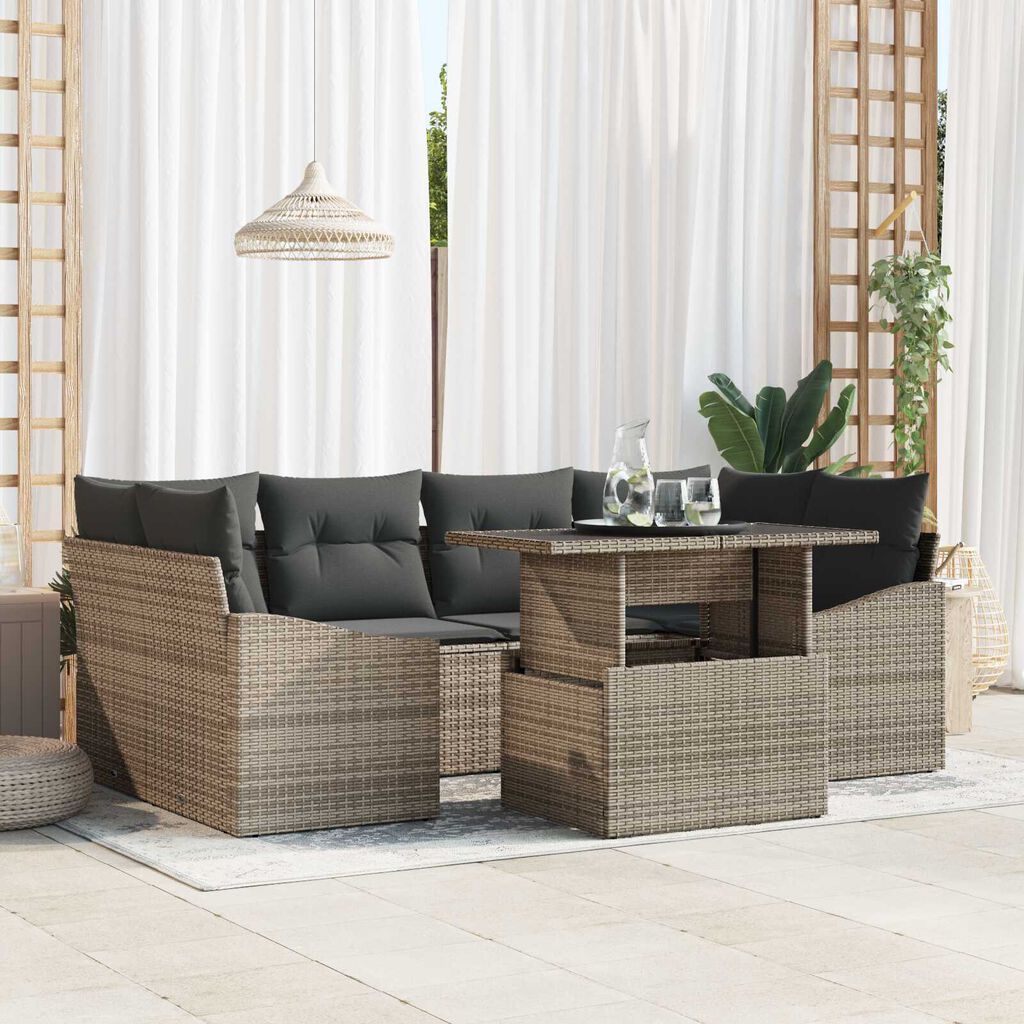 vidaXL Σετ Καναπέ Κήπου με μαξιλάρι 7 pcs Γκρι 100 x 55 x 73 εκ