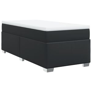 vidaXL Κρεβάτι Boxspring με Στρώμα Μαύρο 100x200εκ.από Συνθετικό Δέρμα