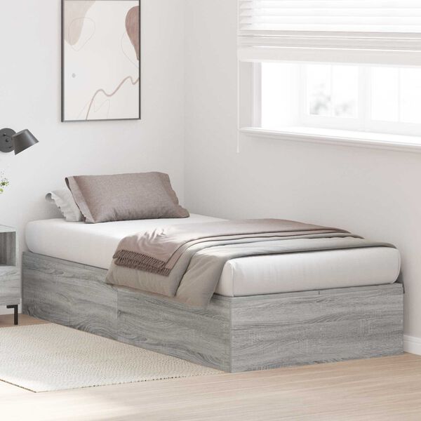 vidaXL Γκρι Σονομά Κρεβάτι Αποθήκης 75x190 cm