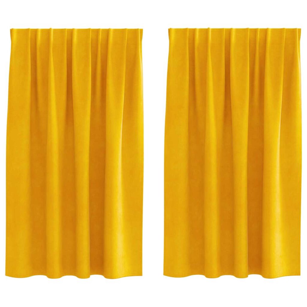 vidaXL Κουρτίνες 2 pcs κίτρινο μουσταρδί 140 x 140 cm Βελούδο