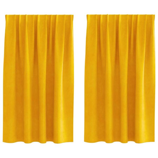 vidaXL Κουρτίνες 2 pcs κίτρινο μουσταρδί 140 x 140 cm Βελούδο