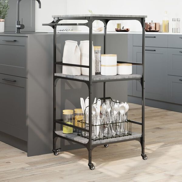 vidaXL Τρόλεϊ Κουζίνας Sonoma Γκρι 60,5x50x105 εκ. Επεξεργασμένο Ξύλο