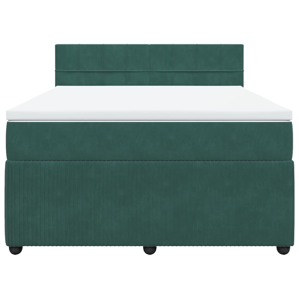 vidaXL Κρεβάτι Boxspring με Στρώμα Σκούρο Πράσινο 160x200εκ. Βελούδινο