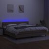 vidaXL &Kappa;&rho;&epsilon;&beta;ά&tau;&iota; Boxspring &mu;&epsilon; &Sigma;&tau;&rho;ώ&mu;&alpha; & LED Taupe 200x200 &epsilon;&kappa;. &Upsilon;&phi;&alpha;&sigma;&mu;ά&tau;&iota;&nu;&omicron;