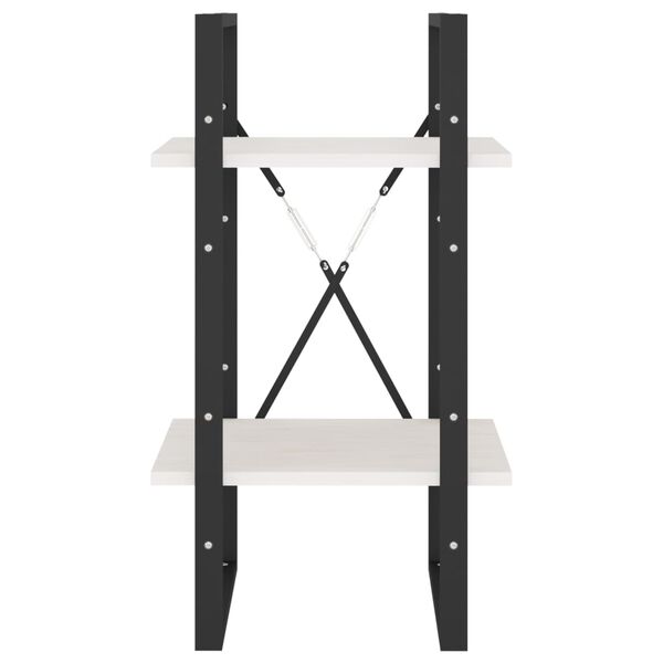 vidaXL Βιβλιοθήκη με 2 Ράφια Λευκή 40x30x70 εκ. από Μασίφ Ξύλο Πεύκου