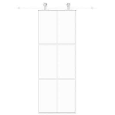 vidaXL Συρόμενη Πόρτα Λευκή 76 x 205 εκ. από Ψημένο Γυαλί / Αλουμίνιο