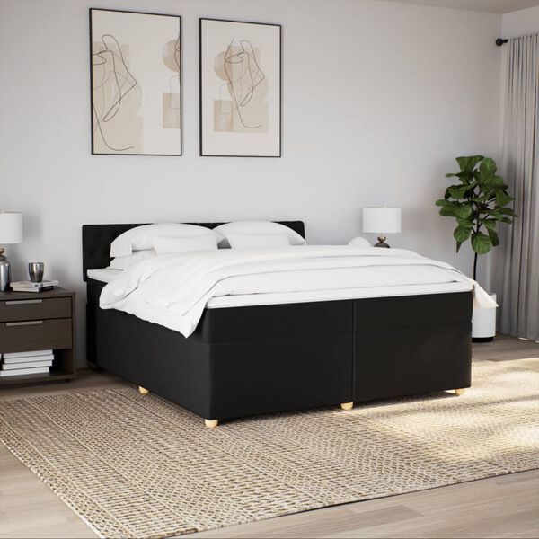 vidaXL &Kappa;&rho;&epsilon;&beta;ά&tau;&iota; Boxspring &mu;&epsilon; &Sigma;&tau;&rho;ώ&mu;&alpha; &Mu;&alpha;ύ&rho;&omicron; 200x200 &epsilon;&kappa;. &Upsilon;&phi;&alpha;&sigma;&mu;ά&tau;&iota;&nu;&omicron;