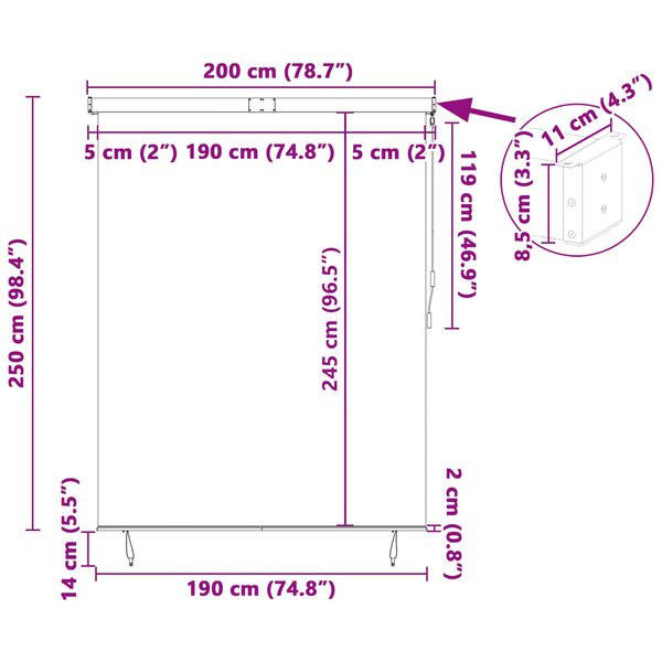 vidaXL Ρόλερ με κουρτίνες Ριγέ Κρεμ 200 x 250 εκ. Ύφασμα και Αλουμίνιο