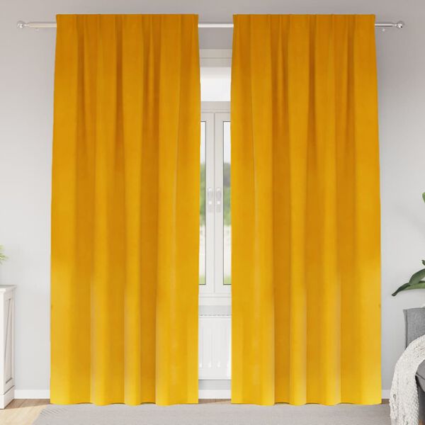 vidaXL Κουρτίνες 2 pcs κίτρινο μουσταρδί 140 x 260 cm Βελούδο
