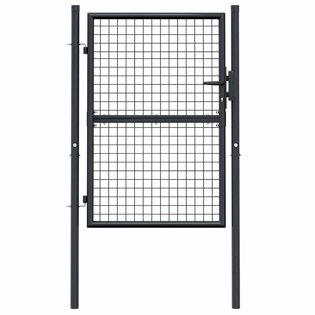vidaXL Πόρτα Περίφραξης με Πλέγμα Γκρι 100 x 175 εκ. Γαλβαν. Χάλυβας