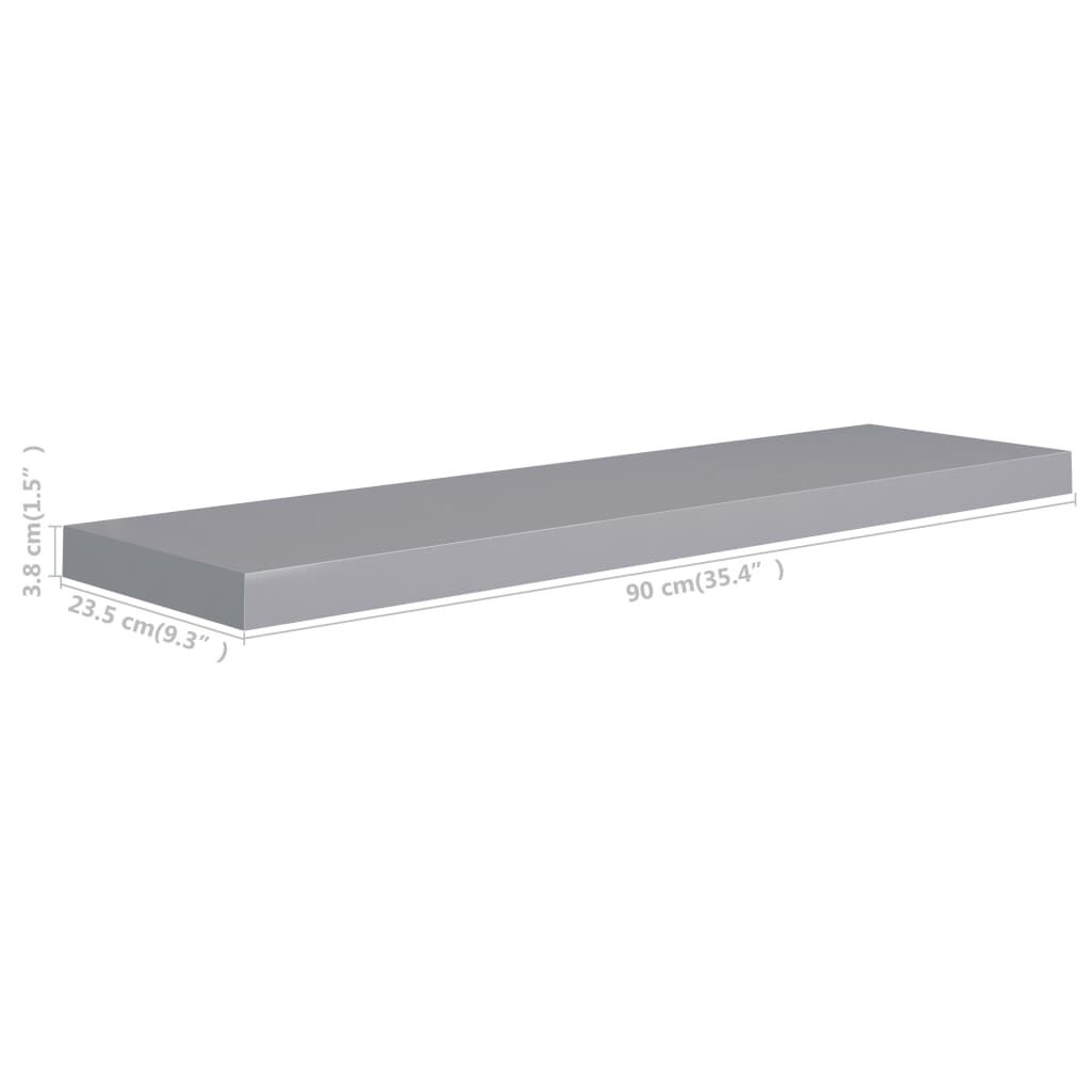 vidaXL Ράφι Τοίχου Γκρι 90x23,5x3,8 εκ. MDF