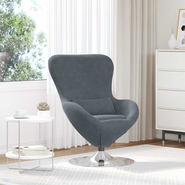 vidaXL Πολυθρόνα Αυγού Dark Grey Velvet