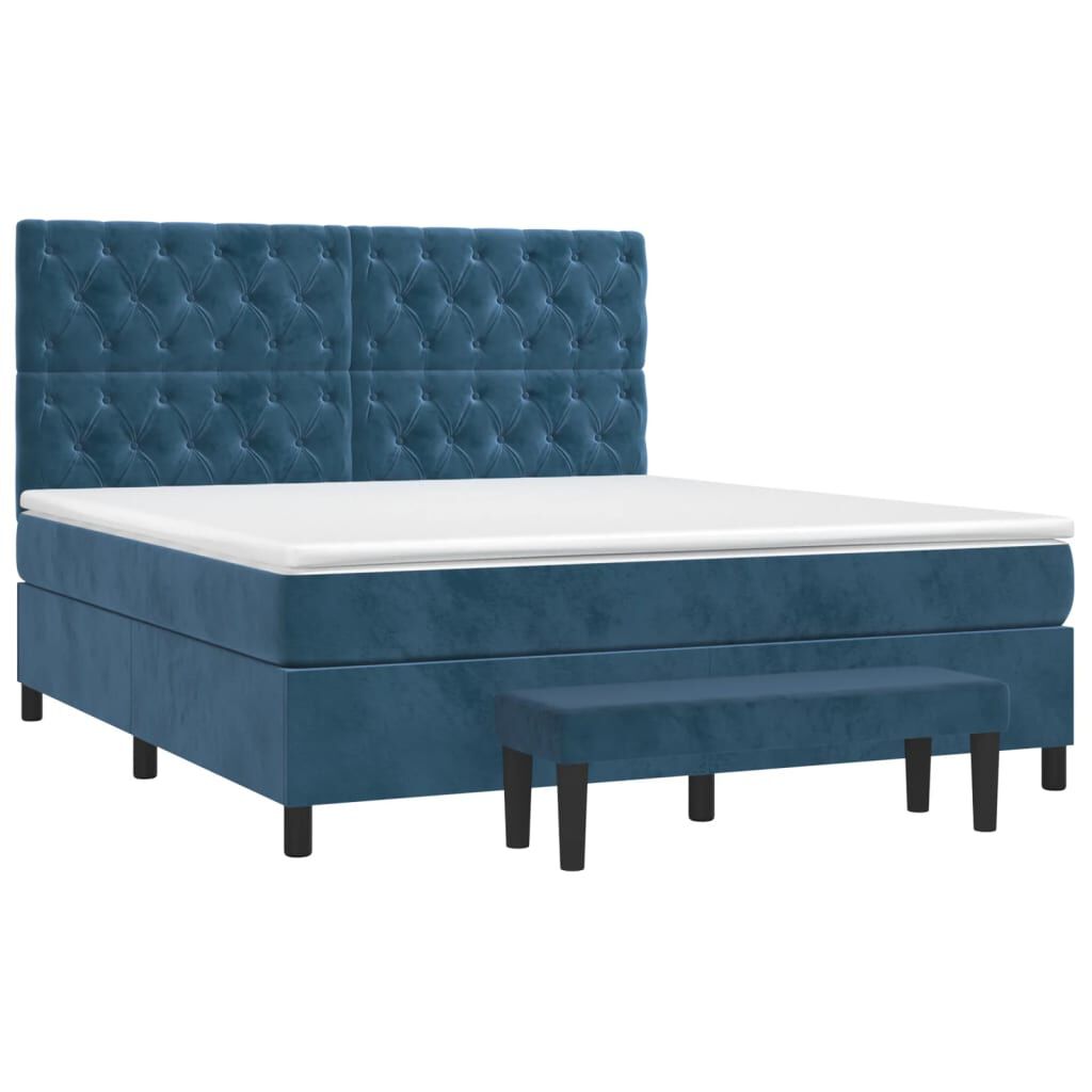 vidaXL Κρεβάτι Boxspring με Στρώμα Σκούρο Μπλε 160x200 εκ. Βελούδινο