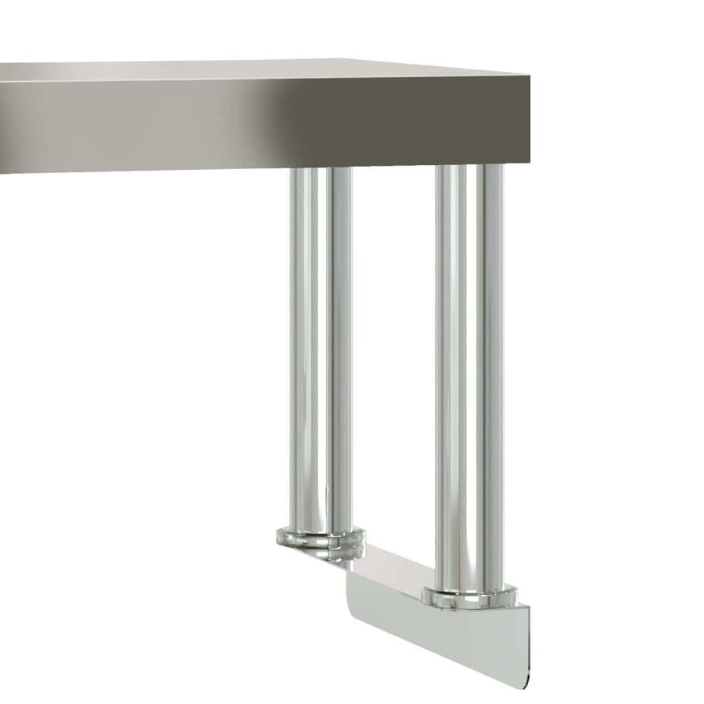 vidaXL Πάγκος Εργασίας Κουζίνας με Ράφι 110x55x120 εκ. Ανοξείδ. Ατσάλι