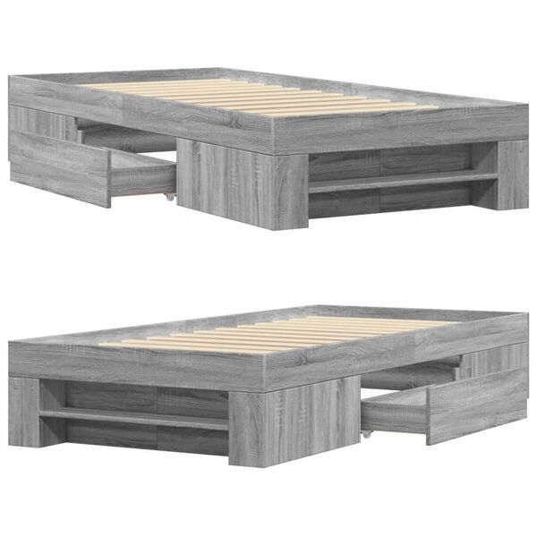 vidaXL Πλαίσιο Κρεβατιού Γκρι Sonoma 90 x 190 εκ. Επεξεργασμένο Ξύλο