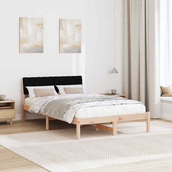 vidaXL Σκελετός Κρεβατιού με κεφαλάρι Καφέ και μαύρο 120 x 200 cm