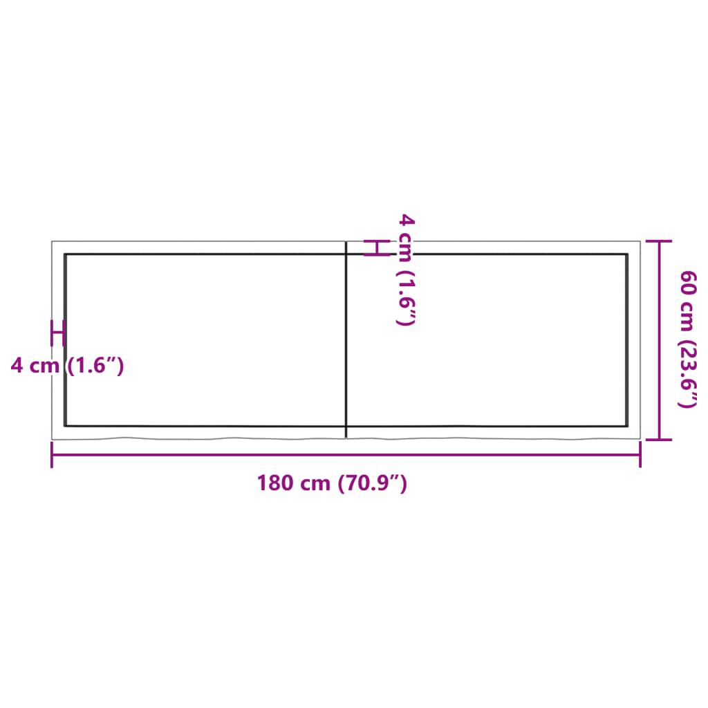 vidaXL Επιφάνεια Τραπεζιού 180x60x(2-6)εκ Ακατέργαστο Μασίφ Ξύλο Δρυός
