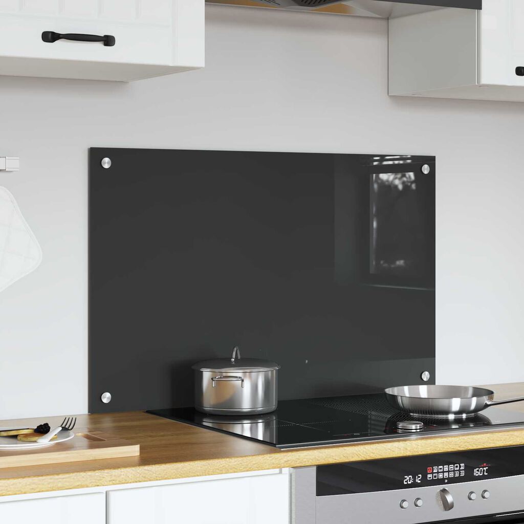 vidaXL Σκούρο Γκρι Πίνακας Κουζίνας 80x50x0.6 εκ Σκληρυμένο Γυαλί