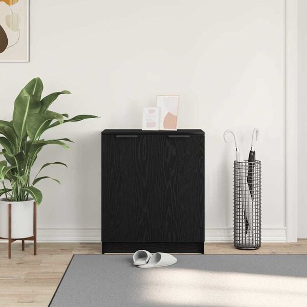 vidaXL Ντουλάπα Παπουτσιών με ράφι Μαύρη Οξυά 59 x 35 x 70 εκ.