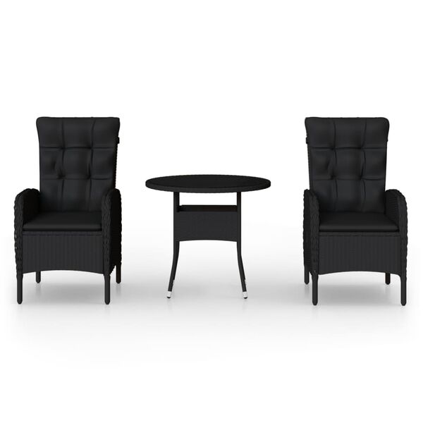 vidaXL Σετ Επίπλων Bistro Κήπου 3 τεμ. Μαύρο από Συνθετικό Ρατάν