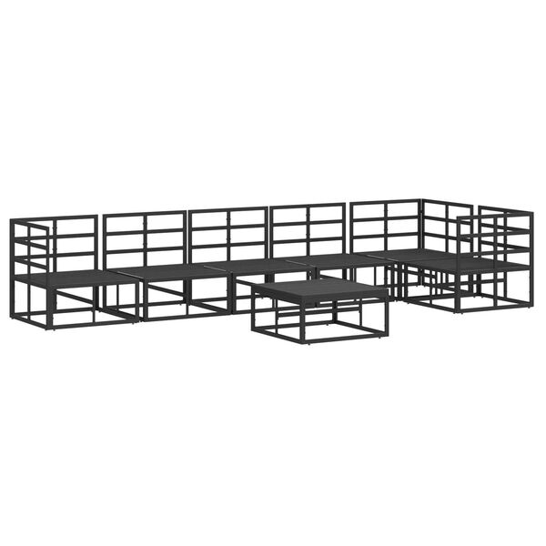 vidaXL Σετ Καναπέ Κήπου 7 pcs Μαύρο 70 x 70 x 32 εκ Αλουμίνιο