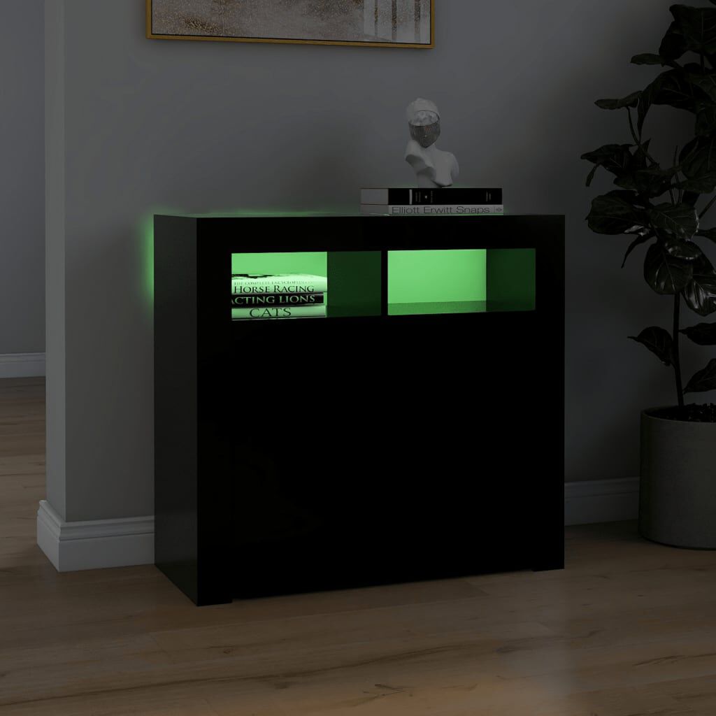 vidaXL Ντουλάπι με LED Μαύρο 80 x 35 x 75 εκ.