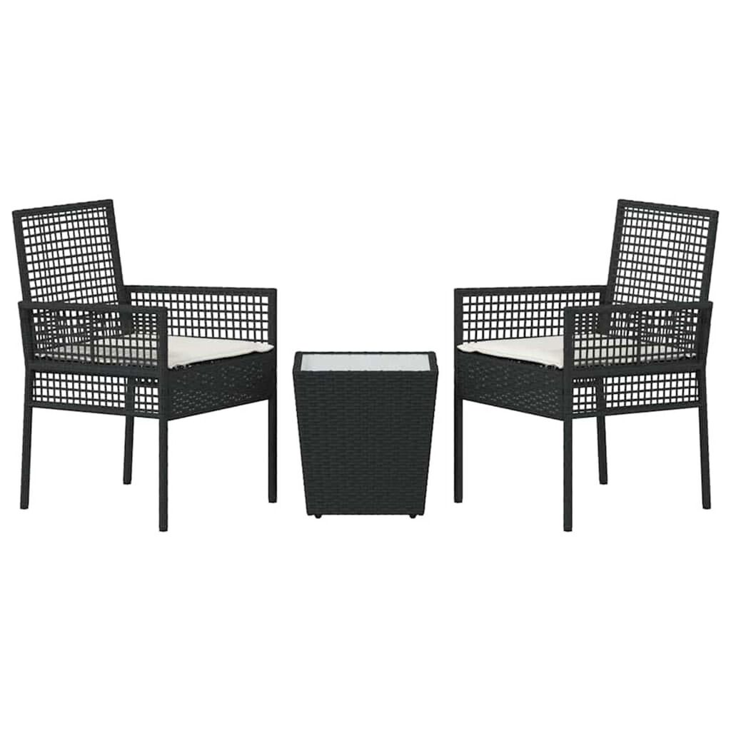 vidaXL Σετ Μπιστρό Κήπου 3 pcs Μαύρο Πολυ ράταν