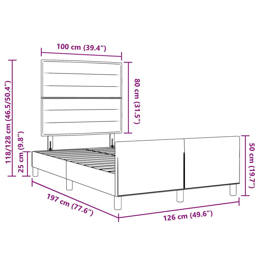 vidaXL Κρεβάτι Κρεμ 120x190 εκ. Υφασμάτινο