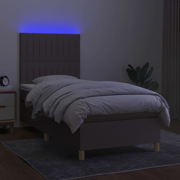vidaXL &Kappa;&rho;&epsilon;&beta;ά&tau;&iota; Boxspring &mu;&epsilon; &Sigma;&tau;&rho;ώ&mu;&alpha; & LED Taupe 80x200 &epsilon;&kappa;. &Upsilon;&phi;&alpha;&sigma;&mu;ά&tau;&iota;&nu;&omicron;