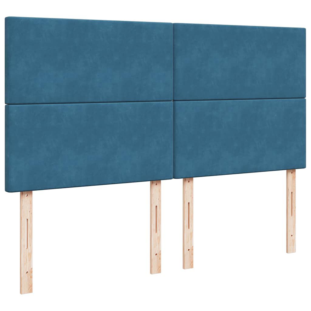vidaXL Κρεβάτι Boxspring με Στρώμα Μπλε 180x200 εκ. Βελούδινο