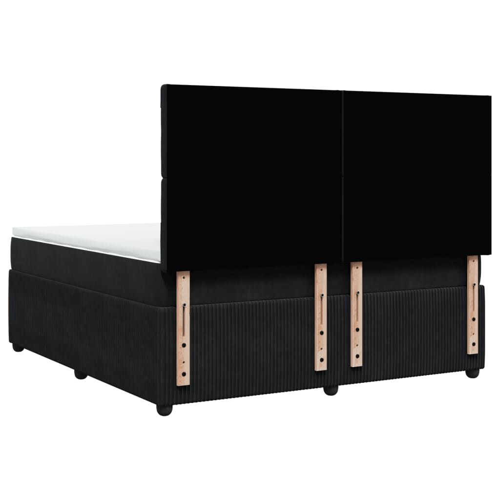 vidaXL Κρεβάτι Boxspring με Στρώμα Μαύρο 180x200 εκ. Βελούδινο