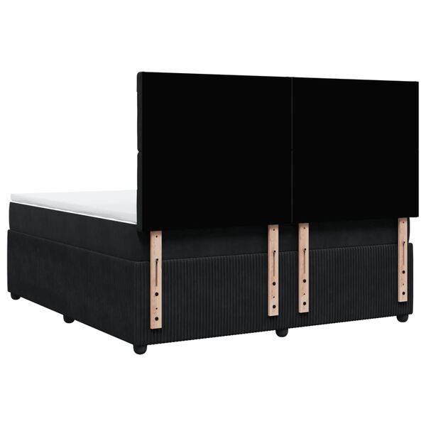vidaXL Κρεβάτι Boxspring με Στρώμα Μαύρο 180x200 εκ. Βελούδινο