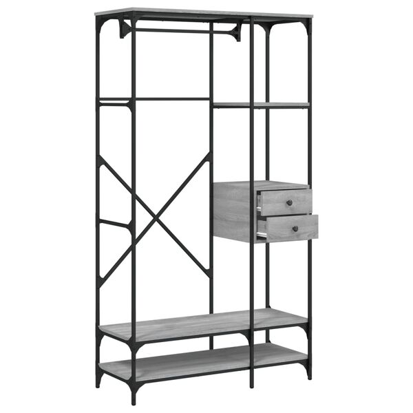 vidaXL Ντουλάπα με Συρτάρια Γκρι Sonoma 100x40x180 εκ. Επεξεργ. Ξύλο