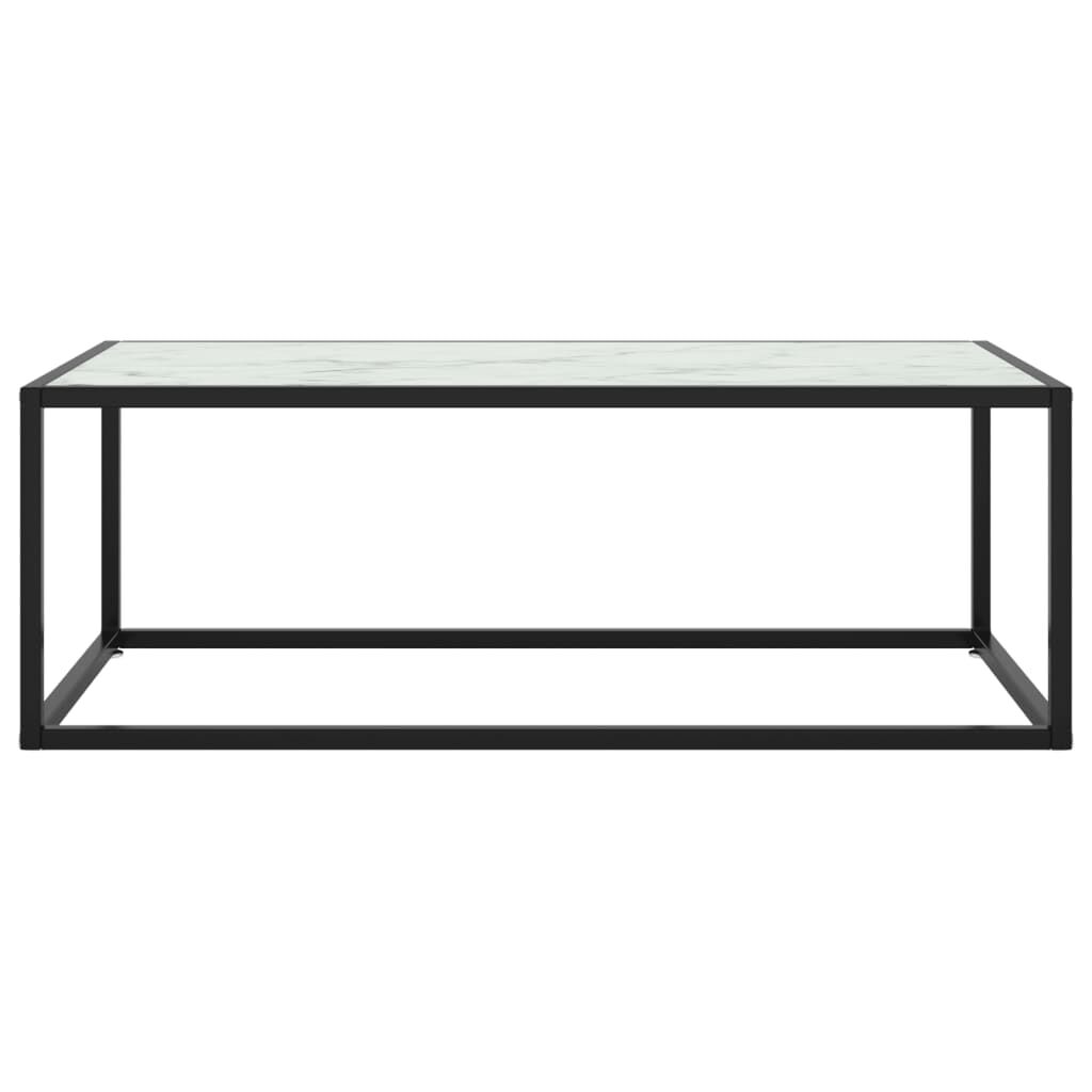 vidaXL Τραπεζάκι Σαλονιού Μαύρο 100x50x35 εκ. Λευκό Γυαλί Όψη Μαρμάρου