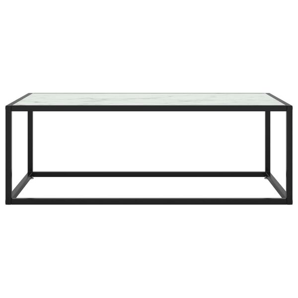 vidaXL Τραπεζάκι Σαλονιού Μαύρο 100x50x35 εκ. Λευκό Γυαλί Όψη Μαρμάρου