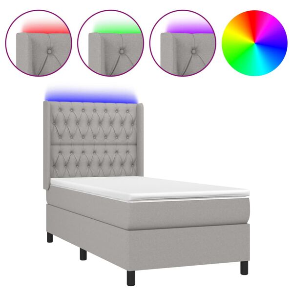 vidaXL &Kappa;&rho;&epsilon;&beta;ά&tau;&iota; Boxspring &mu;&epsilon; &Sigma;&tau;&rho;ώ&mu;&alpha; & LED &Alpha;&nu;.&Gamma;&kappa;&rho;&iota; 90x190 &epsilon;&kappa;. &Upsilon;&phi;&alpha;&sigma;&mu;ά&tau;&iota;&nu;&omicron;