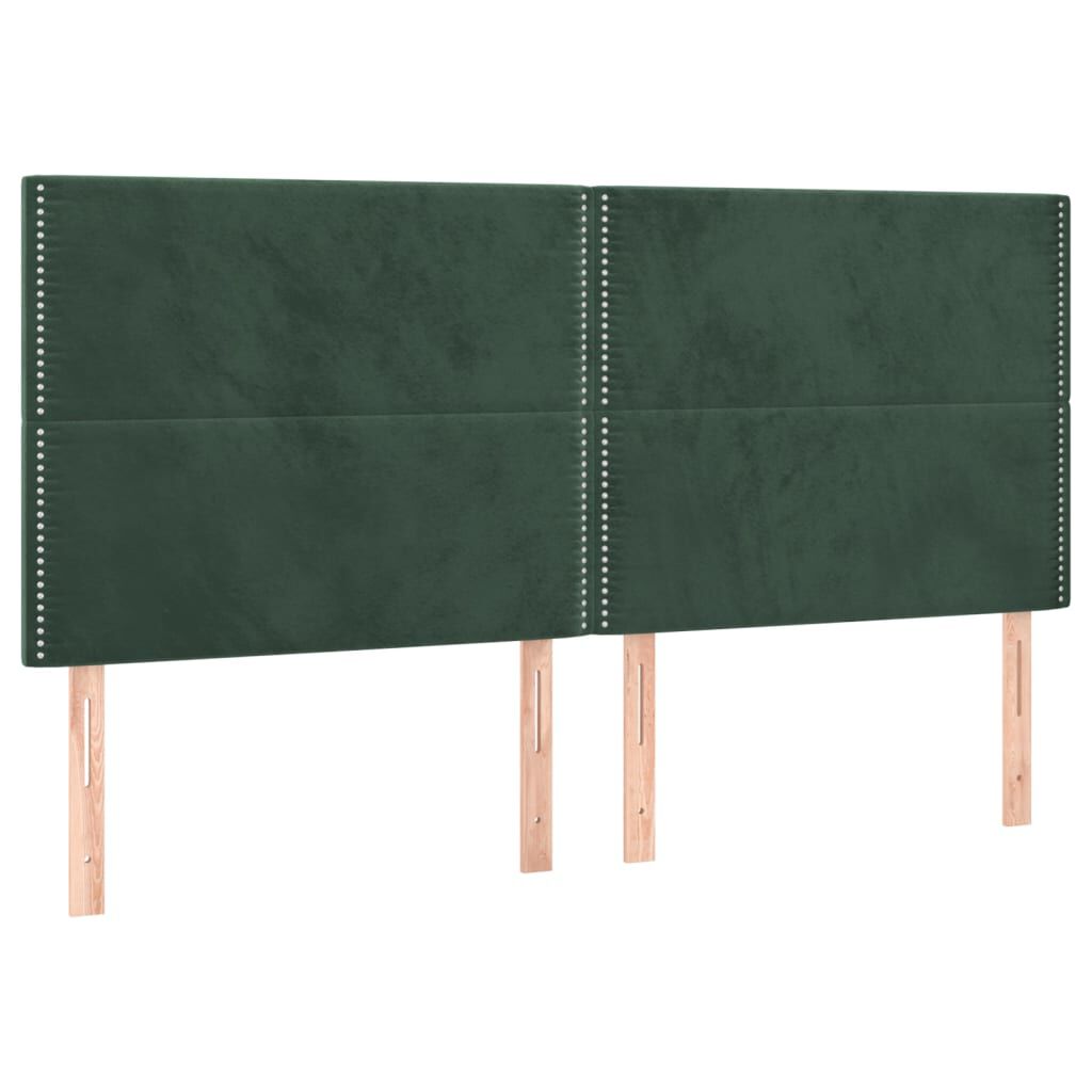 vidaXL Κρεβάτι Boxspring με Στρώμα & LED Σκ. Πράσινο 160x200εκ Βελούδο