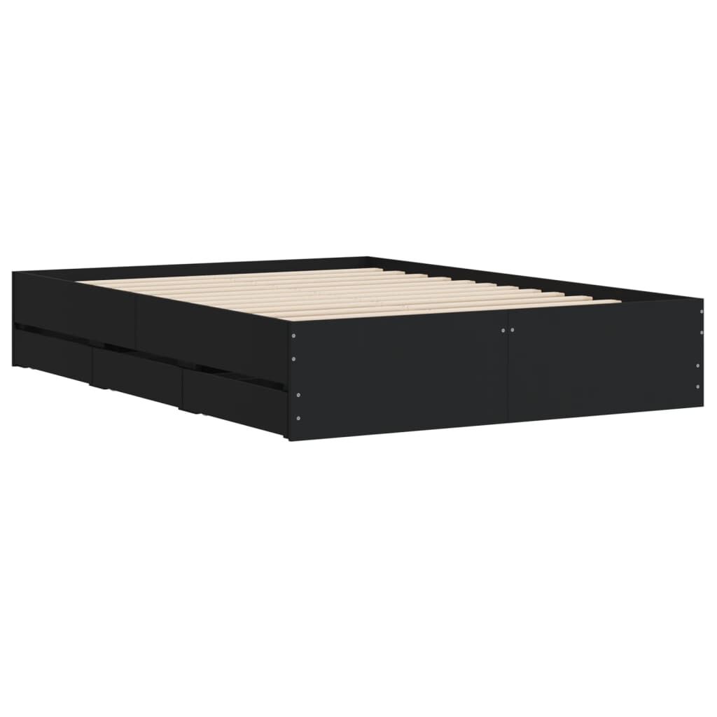 vidaXL Πλαίσιο Κρεβατιού με Συρτάρια Μαύρο 120x190 εκ Επεξεργ. Ξύλο