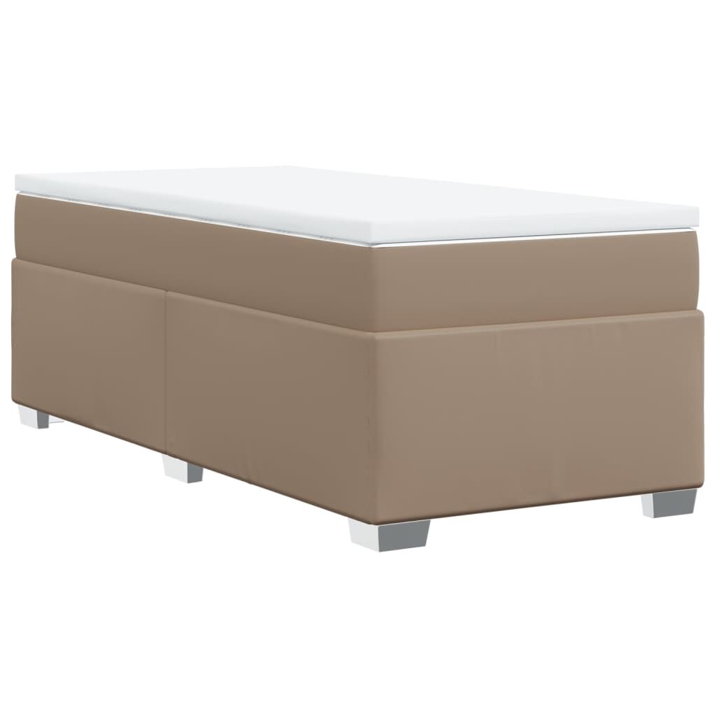 vidaXL Κρεβάτι Boxspring με Στρώμα Καπουτσίνο 90x190εκ.από Συνθ. Δέρμα