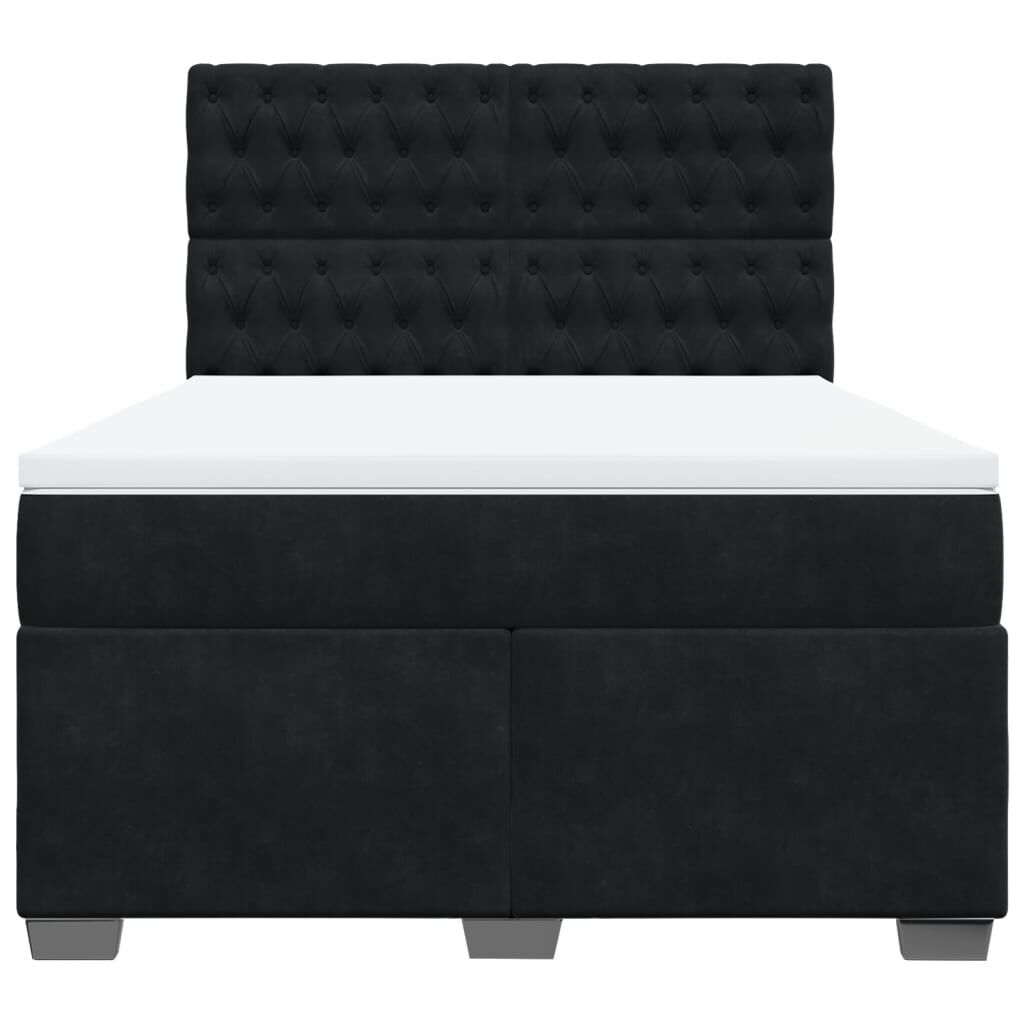 vidaXL Κρεβάτι Boxspring με Στρώμα Μαύρο 160x200 εκ. Βελούδινο