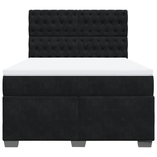 vidaXL Κρεβάτι Boxspring με Στρώμα Μαύρο 160x200 εκ. Βελούδινο