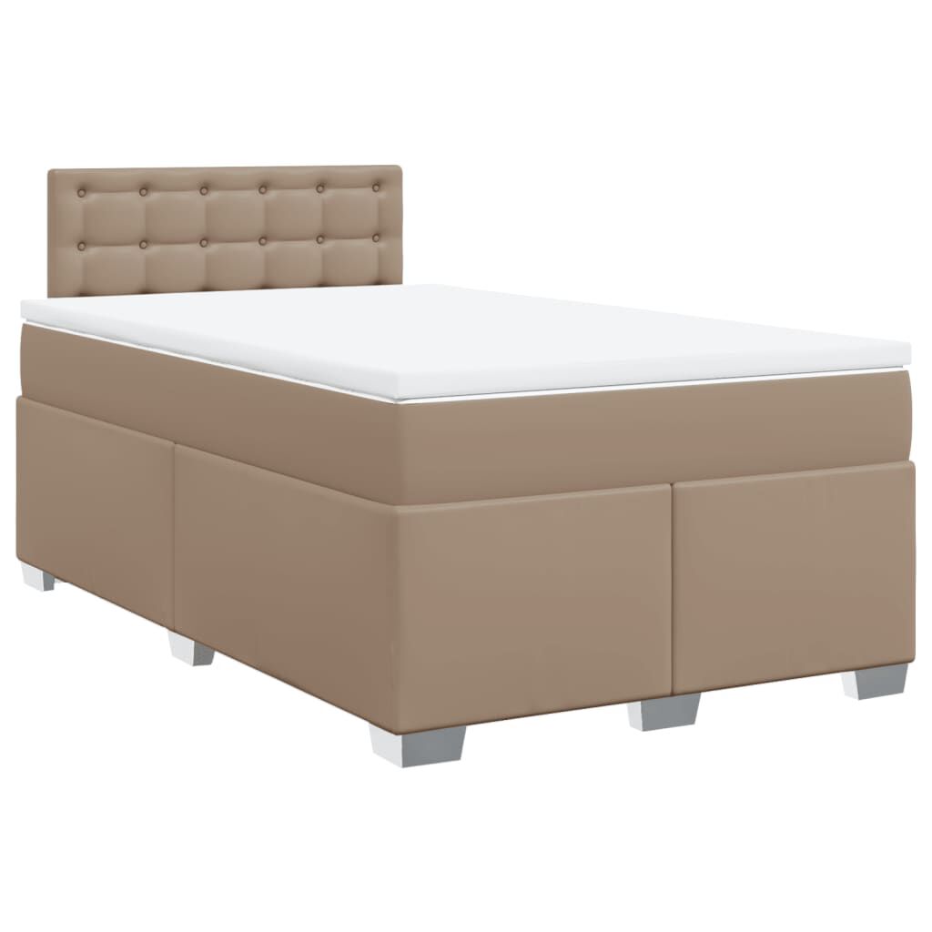 vidaXL Κρεβάτι Boxspring με Στρώμα Καπουτσίνο 140x190εκ.από Συνθ.Δέρμα