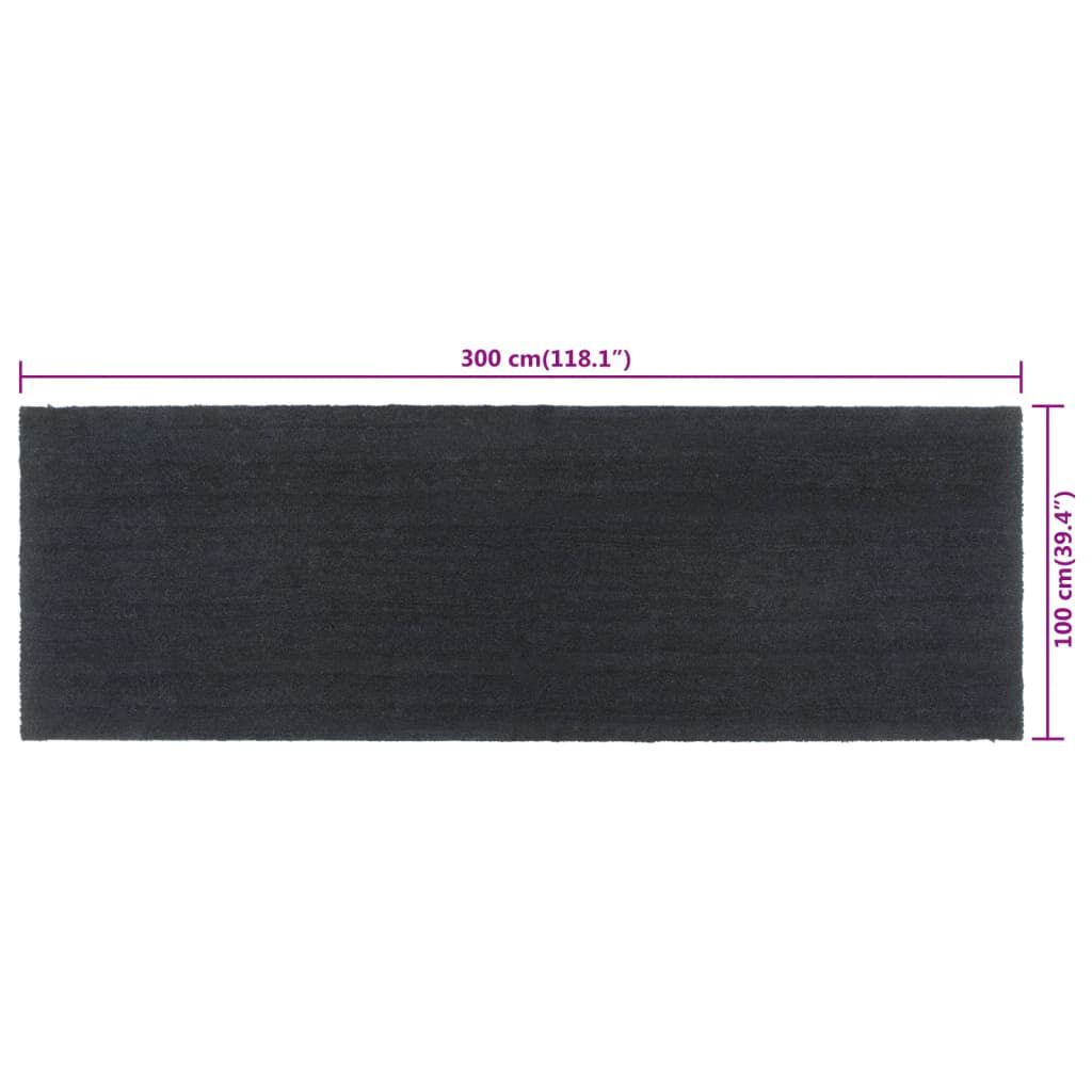vidaXL Πατάκι Εισόδου Σκούρο Γκρι 100 x 300 εκ. Θυσανωτός Κοκοφοίνικας