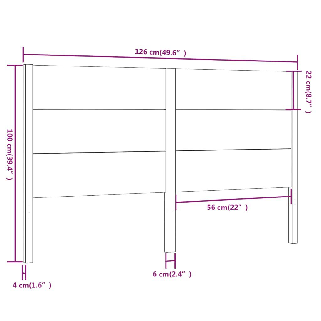 vidaXL Κεφαλάρι Γκρι 126 x 4 x 100 εκ. από Μασίφ Ξύλο Πεύκου