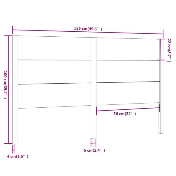 vidaXL Κεφαλάρι Γκρι 126 x 4 x 100 εκ. από Μασίφ Ξύλο Πεύκου