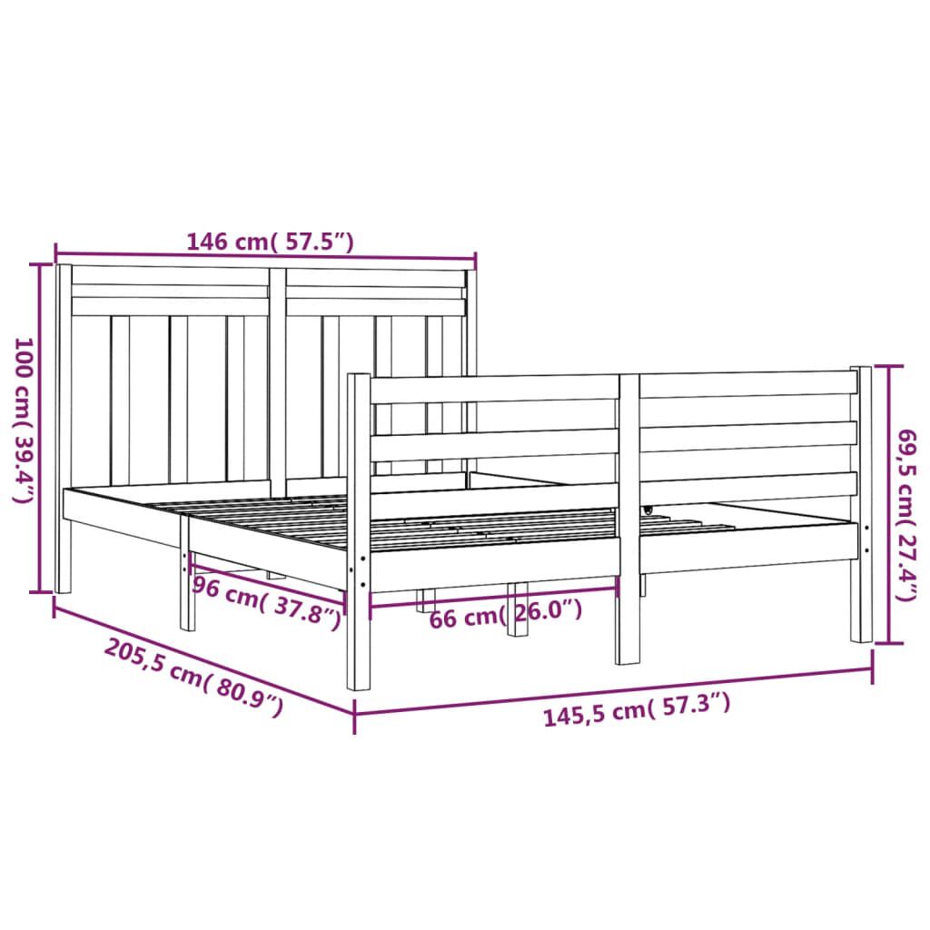 vidaXL Πλαίσιο Κρεβατιού 140 x 200 εκ. από Μασίφ Ξύλο