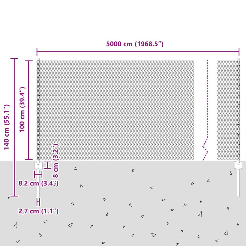 vidaXL Φράχτης με Στήλες. Ασημί 1 x 50 m Ατσάλι