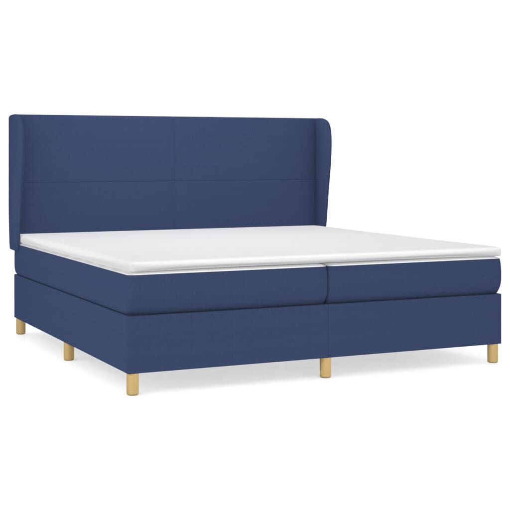 vidaXL Κρεβάτι Boxspring με Στρώμα Μπλε 200x200 εκ. Υφασμάτινο