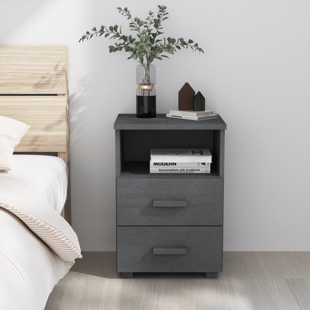 vidaXL Κομοδίνο HAMAR Γκρι 40x35x62 εκ. από Μασίφ Ξύλο Πεύκου
