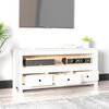 vidaXL Έπιπλο Τηλεόρασης Λευκό 114x35x52 εκ. από Μασίφ Ξύλο Πεύκου
